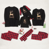 Toddler Kids Boys and Girls Christmas Pajamas Sets Black Deers Top and Red Plaid Pants