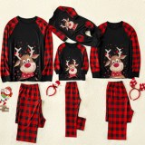Toddler Kids Boys and Girls Christmas Pajamas Sets Cute Deers Plaid Top and Red Plaids Pants