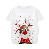 KidsHoo Exclusive Design Toddler Kids Boys and Girls Christmas Pajamas Sets Cute White Christmas Deer T-shirt and Red Plaids Short Pants