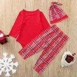 Toddler Kids Boys and Girls Christmas Pajamas Sets Red Deers Top and Plaid Pant
