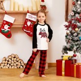 Toddler Kids Boys and Girls Christmas Pajamas Sets White Papa Mama Bear Top and Red Plaid Pants