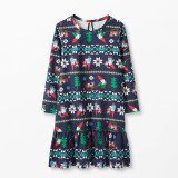 Toddler Kids Boys and Girls Christmas Pajamas Sets Dark Blue Gnome Santa Claus Trees Snow Top and Pants