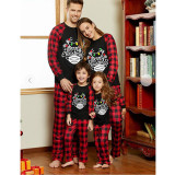 Christmas Family Matching Pajamas Merry Christmas Antlers Neon Lights Tops and Plaid Sets