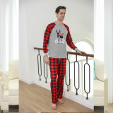 Toddler Kids Boys and Girls Christmas Pajamas Sets Grey Deers Top and Red Plaids Pants