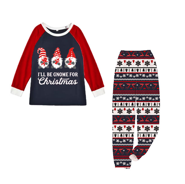 KidsHoo Exclusive Design Baby Toddler Boys Girls Christmas Sleepwear Pajamas Sets Gnome Slogan Tops And Deer Printed Stripe Pants