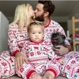 Baby Toddler Kids Boys and Girls Christmas Pajamas Sets Red Deers Trees Printing Stripes Sets