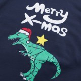 KidsHoo Exclusive Design Navy Merry X-mas Dinosaurs Toddler Kids Boys and Girls Christmas Pajamas Sets