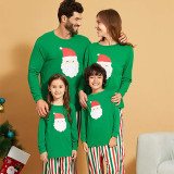 Toddler Kids Boys and Girls Christmas Pajamas Sets Green Santa Claus Top and Red Green Stripes Pants