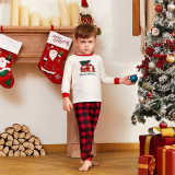 Christmas Family Matching Sleepwear Family Pajamas Sets Red Plaids House White Top and Red Plaids Pants