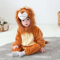 Baby Brown Cute Lion Onesie Kigurumi Pajamas Animal Costumes for Unisex Babys