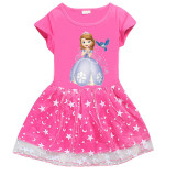 Toddler Girl Princess Sophia Mesh Lace Short Sleeve Tutu Dress