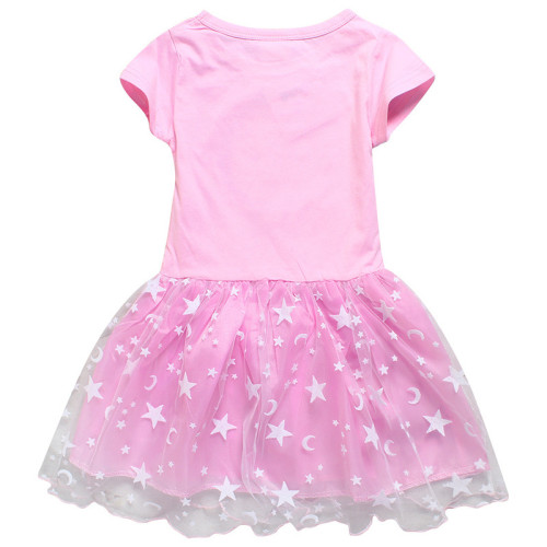 Toddler Girl PAW Mesh Lace Short Sleeve Tutu Dress