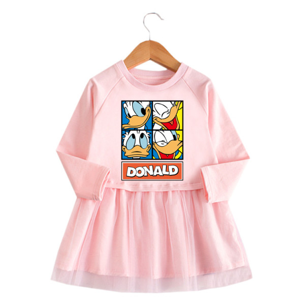 Toddler Girl Donald Duck A-line Long-Sleeved Mesh Dress