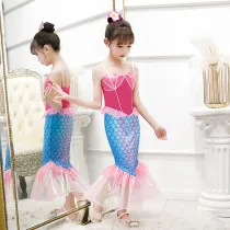 Toddler Kid Girls Halloween Cosplay Mermaid Princess Tutu Rose Pink Dress