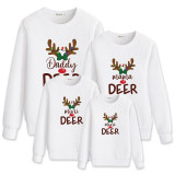 Christmas Matching Family Christmas Neon Lamp Deer Horn Slogan Christmas Family Sweatshirt Tops