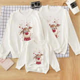 Christmas Matching Family White Cute Deer Snowflake Family Sweatshirt Tops