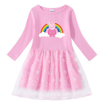 Toddler Girl Rainbow Peppa Pig Long Sleeve Tutu Dress