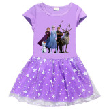 Toddler Girl Frozen Princess Short Sleeve Princess Dress