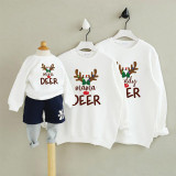 Christmas Matching Family Christmas Neon Lamp Deer Horn Slogan Christmas Family Sweatshirt Tops