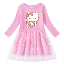Toddler Girl Hello Kitty Angle Mesh Long Sleeve Tutu Dress