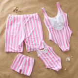 Matching Family Suit Stripe Printing Family Parent-Child Beach Swimsuit