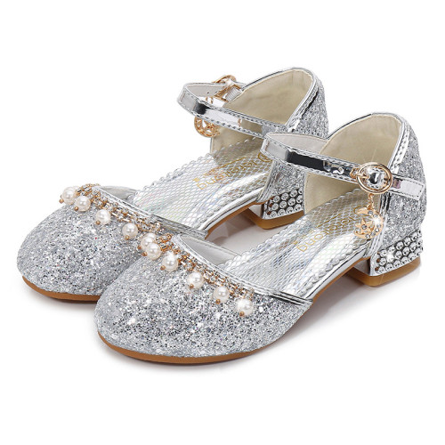 Toddler Girls Sequiens Pearls Girl Jewelry Pump Dress High Heels Shoes
