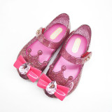 Toddler Girls Diamond Bowknot Crown Flat Crystal Jelly Sandals