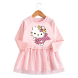 Toddler Girl Flying Hello Kitty Princess A-line Long-Sleeved Mesh Dress