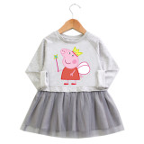 Toddler Girl Piggy Paige A-Line Long-Sleeved Mesh Dress