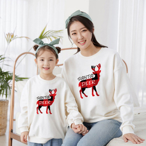 Christmas Matching Family Santa Plaids Deer Slogans Family Sweatshirt Tops