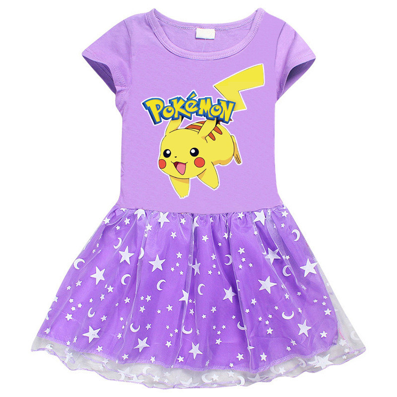 Toddler Girl Cute Pikachu Short Sleeve Princess Dress