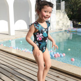 Matching Family Suit Flowers And Leaves Printing Family Parent-Child Swimsuit