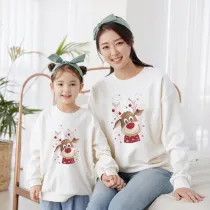 Christmas Matching Family White Cute Deer Snowflake Family Sweatshirt Tops