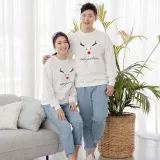 Christmas Matching Family White Simple Cute Deer Slogans Sweatshirt Tops