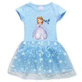 Toddler Girl Princess Sophia Mesh Lace Short Sleeve Tutu Dress