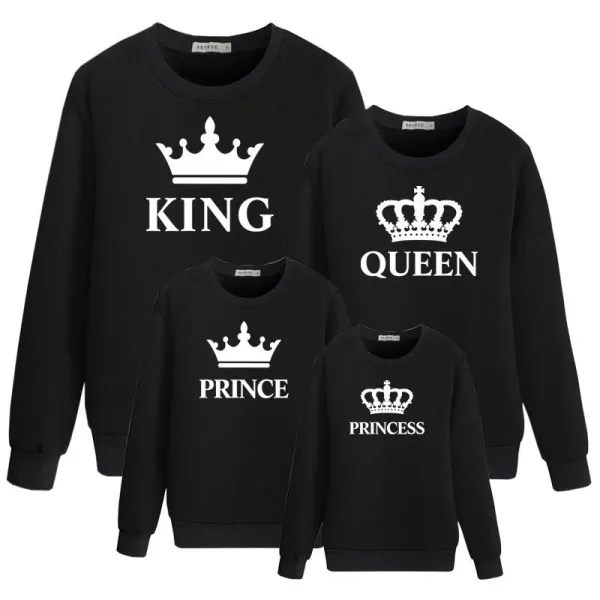Matching Family King Queen Princ Princess Crown Letters Family Sweatshirt Tops