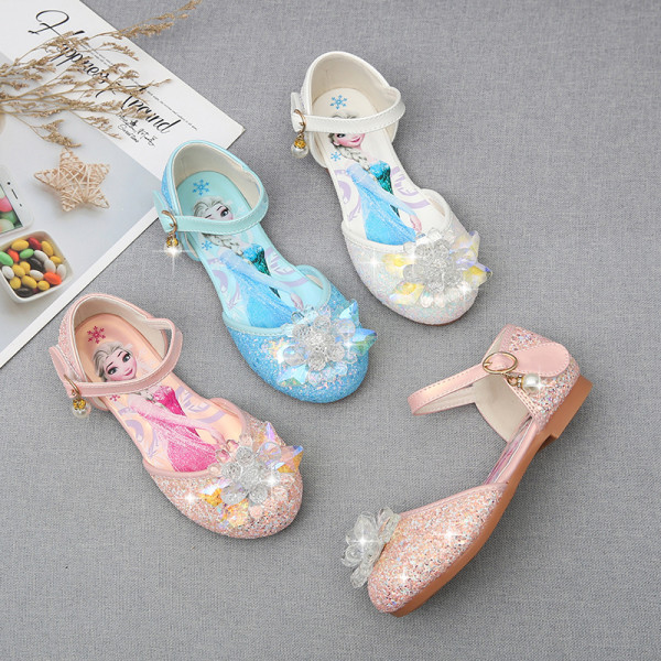 Toddler Girls Flower Crystal Frozen Aisha Princess Sequins Glitter Dress Sandals Shoes