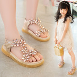 Toddler Girls Flower Rhinestone Crystal Flat Sandals Shoes