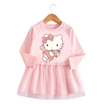 Toddler Girl Flower Princess A-line Long-Sleeved Mesh Tutu Dress