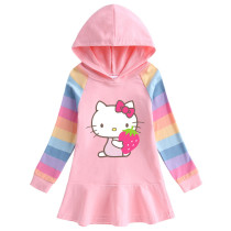 Toddler Girl Strawberry Hello Kitty Princess Hoodie Hoodie Cartoon Dress