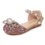 Toddler Girls Jewelry Rhinestone Bowknot Sequins Pearls Dress Sandals Shoes