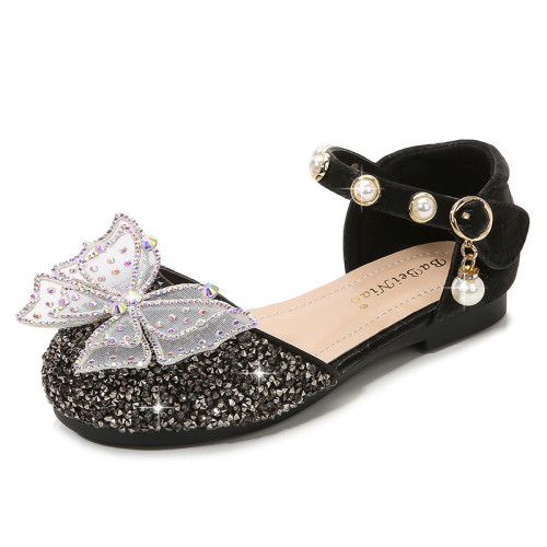Toddler Girls Crystal Rhinestone Bowknot Pearls Dress Sandals Shoes