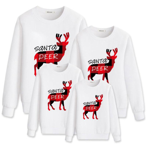 Christmas Matching Family Santa Plaids Deer Slogans Family Sweatshirt Tops