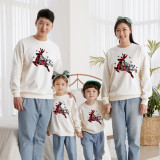 Christmas Matching Family White Plaids Deer Snowflake Slogans Sweatshirt Tops