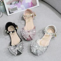 Toddler Girls Crystal Rhinestone Bowknot Pearls Dress Sandals Shoes