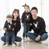 Christmas Matching Family Deer Gold Merry Christmas Letters Christmas Family Sweatshirt Tops