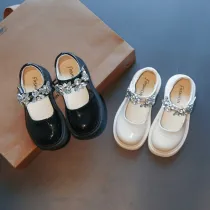 Toddler Girl Crystal Jewelry PU Leather Flat Dress Shoes
