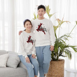 Christmas Matching Family White Plaids Deer Snowflake Slogans Sweatshirt Tops