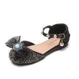 Toddler Girls Blue Jewelry Rhinestone Mesh Bowknot Sequins Pearls Dress Shoes Sandals