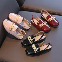 Toddler Girls Classic PU Leather Half Drag Soft Soled Sandals Slippers Shoes